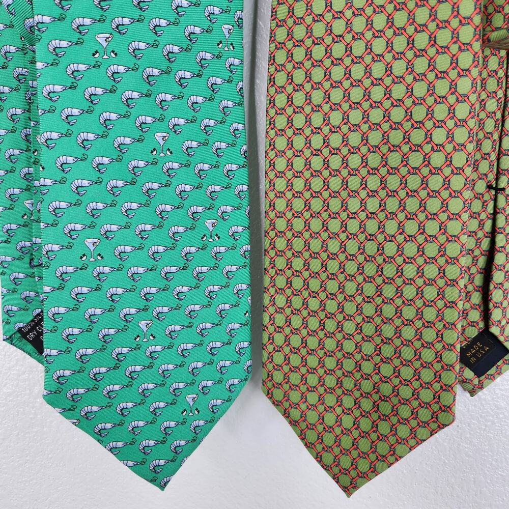 Nola Couture Shrimp Tie 100% Silk & Peter Blair 100% Silk Tie Preppy Coastal